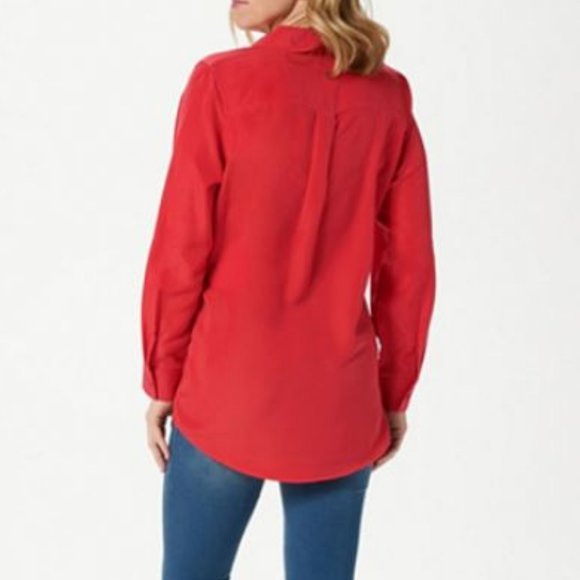 Denim & Co Roll Tab Sleeve Button Front Tunic 2722 - Picture 2 of 2